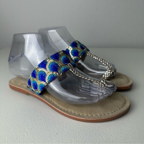 Ilse Jacobsen Blue Peacock Sandals Size 36 or 5.5-6 - Picture 1 of 6